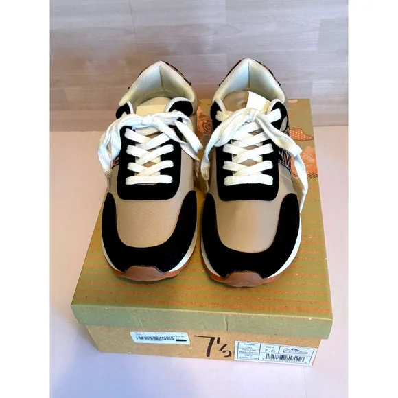 Very G Women Sneakers Joel Size 7.5 Black Leopard Tan Lace Up Fashion Shoes NEW - Picture 3 of 13